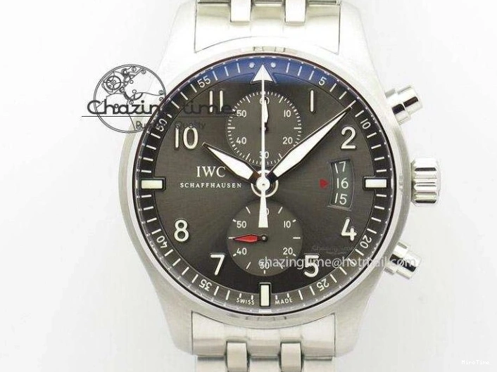 MIROTIME 1221 Pilot Chrono Spitfire IW387903 SS ZF 1:1 Best Edition Black Dial on Brown Leather Strap A OdorResistant 7127